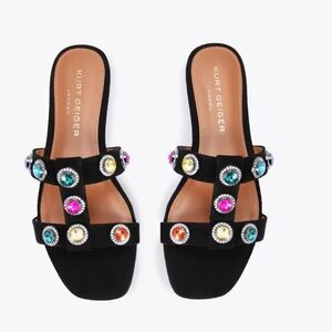 Kurt Geiger Black Sandals with Jewel Accents